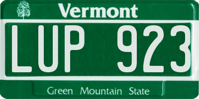 VT license plate LUP923