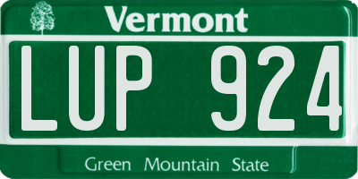 VT license plate LUP924