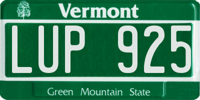 VT license plate LUP925
