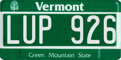 VT license plate LUP926