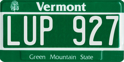VT license plate LUP927