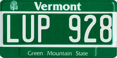 VT license plate LUP928