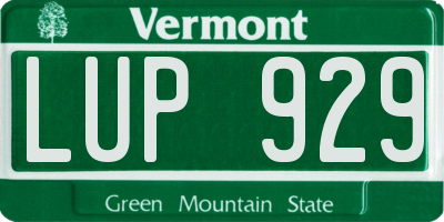 VT license plate LUP929