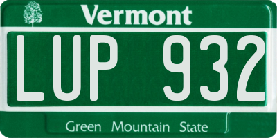 VT license plate LUP932