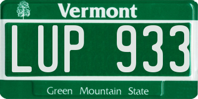 VT license plate LUP933
