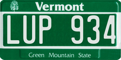 VT license plate LUP934