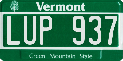 VT license plate LUP937
