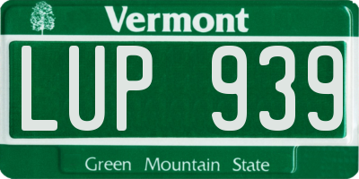 VT license plate LUP939