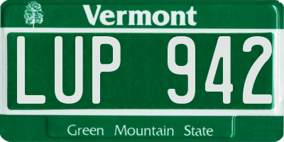 VT license plate LUP942