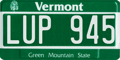 VT license plate LUP945