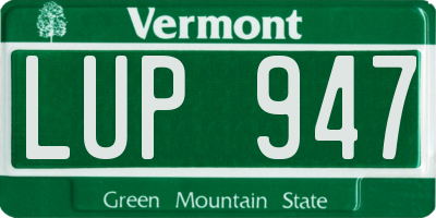 VT license plate LUP947