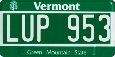 VT license plate LUP953