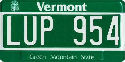 VT license plate LUP954