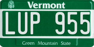 VT license plate LUP955