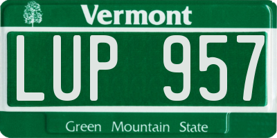 VT license plate LUP957