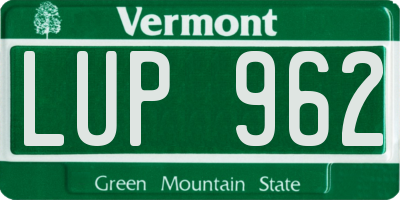 VT license plate LUP962