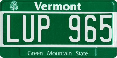 VT license plate LUP965
