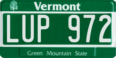 VT license plate LUP972