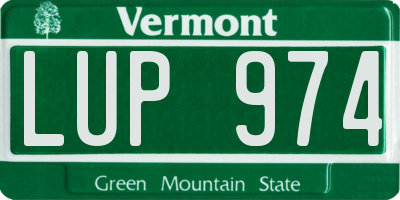 VT license plate LUP974