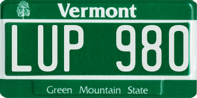 VT license plate LUP980