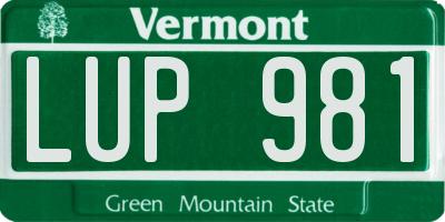 VT license plate LUP981