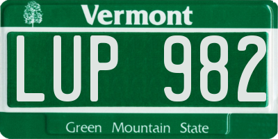 VT license plate LUP982