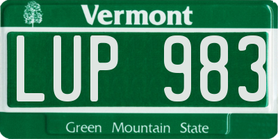 VT license plate LUP983