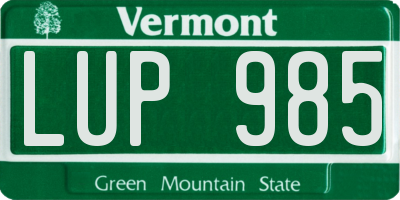 VT license plate LUP985