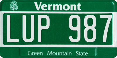 VT license plate LUP987