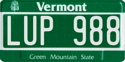 VT license plate LUP988