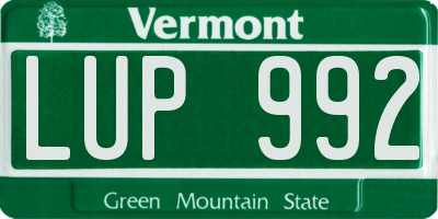 VT license plate LUP992