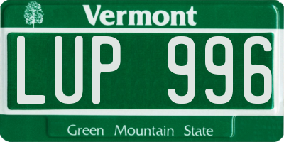 VT license plate LUP996