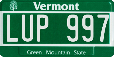 VT license plate LUP997