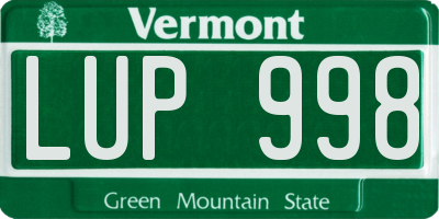 VT license plate LUP998