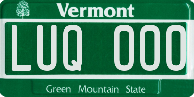 VT license plate LUQ000