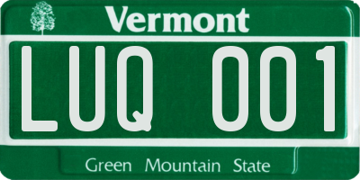 VT license plate LUQ001