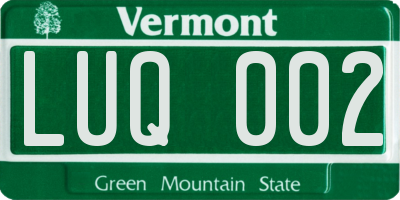 VT license plate LUQ002