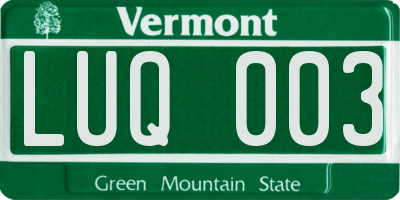 VT license plate LUQ003