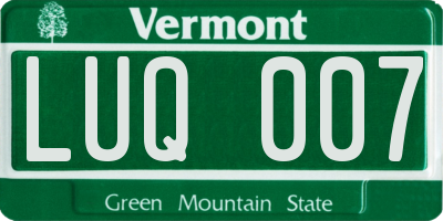 VT license plate LUQ007