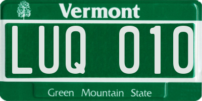 VT license plate LUQ010