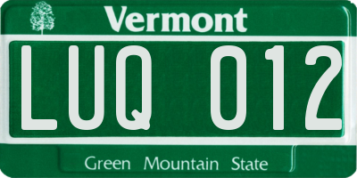 VT license plate LUQ012