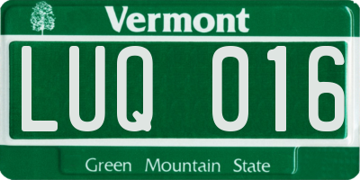 VT license plate LUQ016