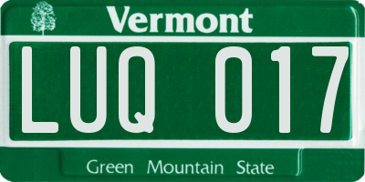 VT license plate LUQ017