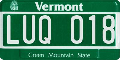 VT license plate LUQ018