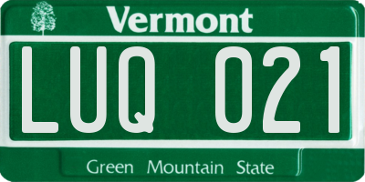 VT license plate LUQ021