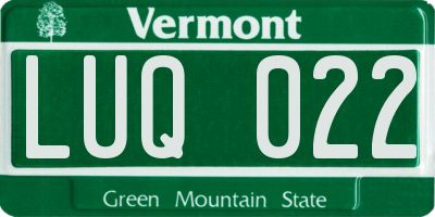 VT license plate LUQ022
