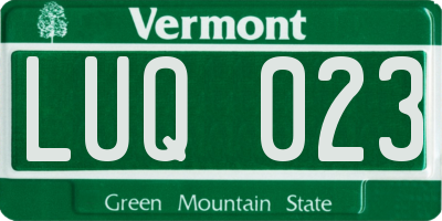 VT license plate LUQ023