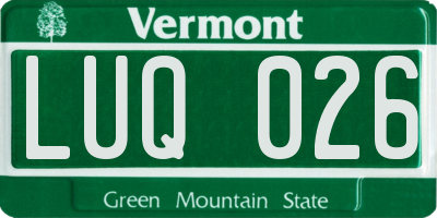 VT license plate LUQ026