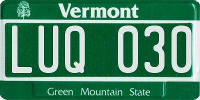 VT license plate LUQ030
