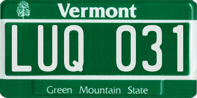 VT license plate LUQ031